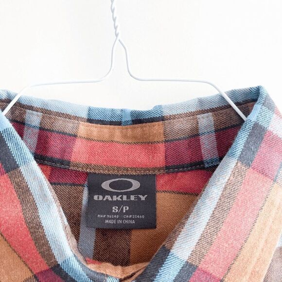 Oakley Mens Flannel Shirt Button Down Long Sleeve Plaid Multicolour Small - Picture 5 of 9